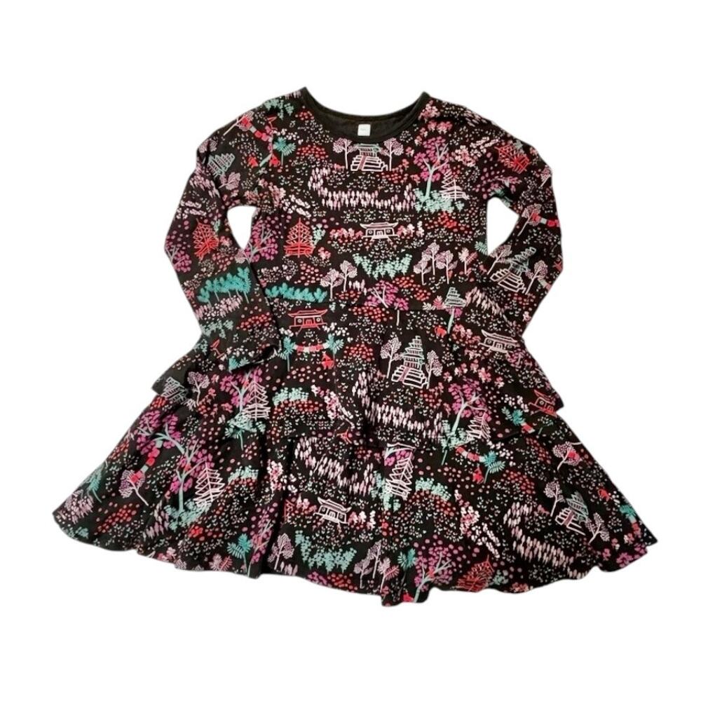 Tea Collection Majestic Pagodas Tiered Peplum Dress Size 5